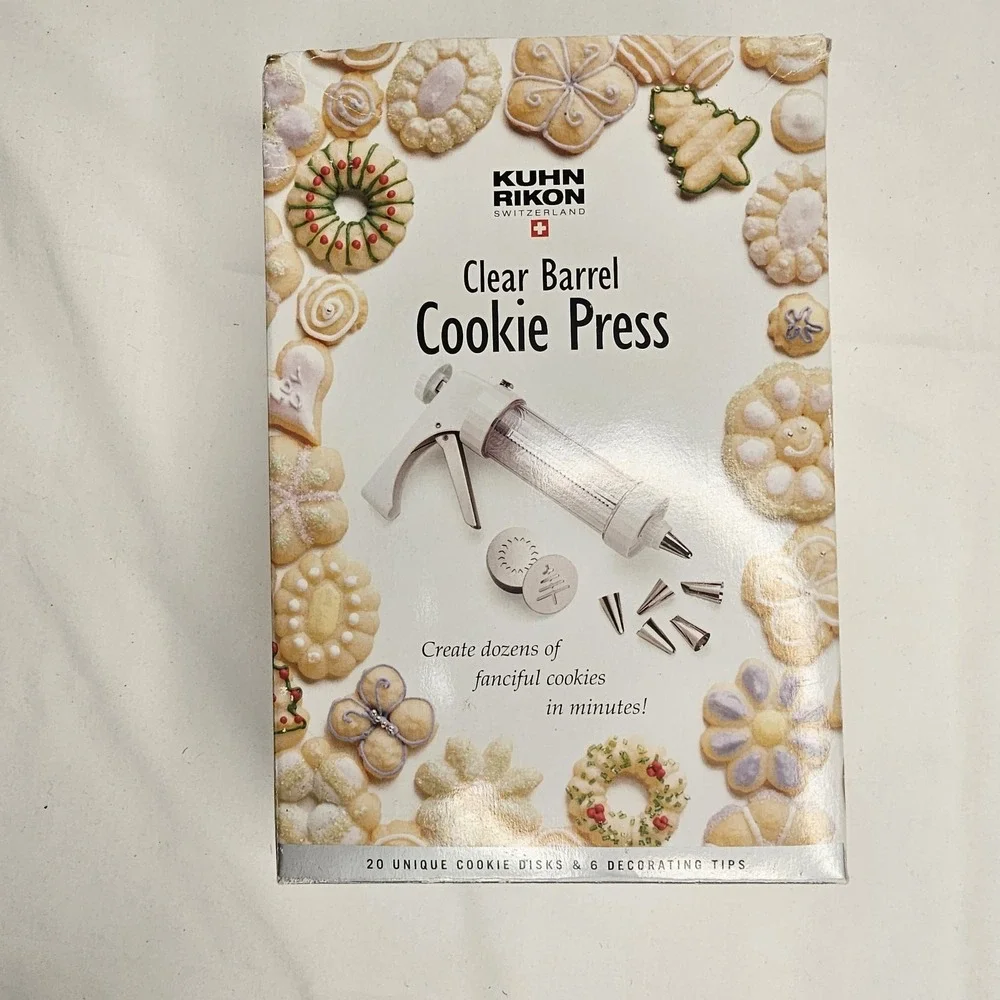 Kuhn Rikon Clear Cookie Press‎ 20 Shape Discs 6 Decorating Tips 2460